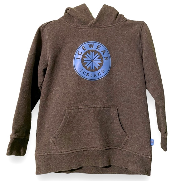 Icewear Iceland Charcoal Gray Blue Print Hooded Sweatshirt Hoodie - Picture 2 of 9